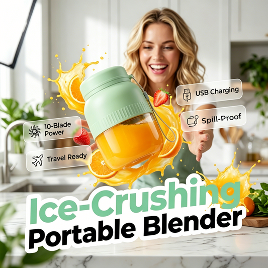 ⚡ Jetzt -50%!🥤 Tragbarer Mixer mit 2 Deckeln & Bechern – Frische Smoothies überall