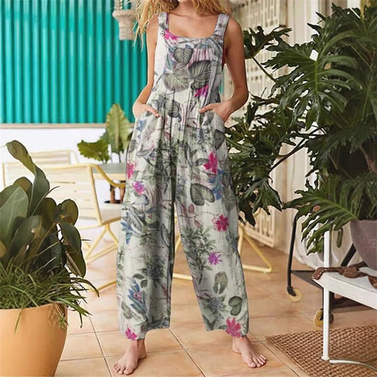 Damen-Overall mit Print und weitem Bein