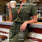 Kurzärmeliger Jumpsuit für Damen mit Knopfleiste