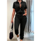 Kurzärmeliger Jumpsuit für Damen mit Knopfleiste