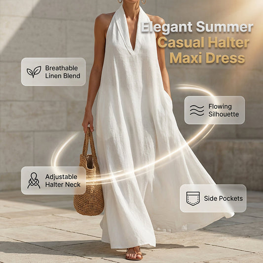 👗🔥 SOMMER DEAL: -50% ✨ Elegantes Halter Maxi Kleid – luftig, fließend & perfekt für warme Tage ☀️