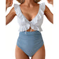 🏖️Sommer-Schnäppchen 🌊 Aqua Eve Damen-Badeanzug mit Bauchweg-Effekt 💃 Figurformender V-Ausschnitt 🩱 Raffiniertes Design 🌸 Elegante Rüschen & schicker Cut-out 💕