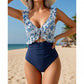 🏖️Sommer-Schnäppchen 🌊 Aqua Eve Damen-Badeanzug mit Bauchweg-Effekt 💃 Figurformender V-Ausschnitt 🩱 Raffiniertes Design 🌸 Elegante Rüschen & schicker Cut-out 💕