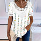 Damen-T-Shirt mit Rundhalsausschnitt und Spitzenbesatz