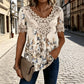 Damen-T-Shirt mit Rundhalsausschnitt und Spitzenbesatz