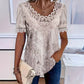Damen-T-Shirt mit Rundhalsausschnitt und Spitzenbesatz