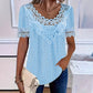 Damen-T-Shirt mit Rundhalsausschnitt und Spitzenbesatz
