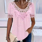 Damen-T-Shirt mit Rundhalsausschnitt und Spitzenbesatz