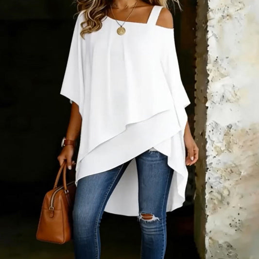 Damenbluse mit asymmetrischem Schnitt, lässig und locker geschnitten