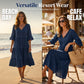 Damen-Midikleid mit V-Ausschnitt, Quasten und Stufenrock