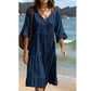 Damen-Midikleid mit V-Ausschnitt, Quasten und Stufenrock