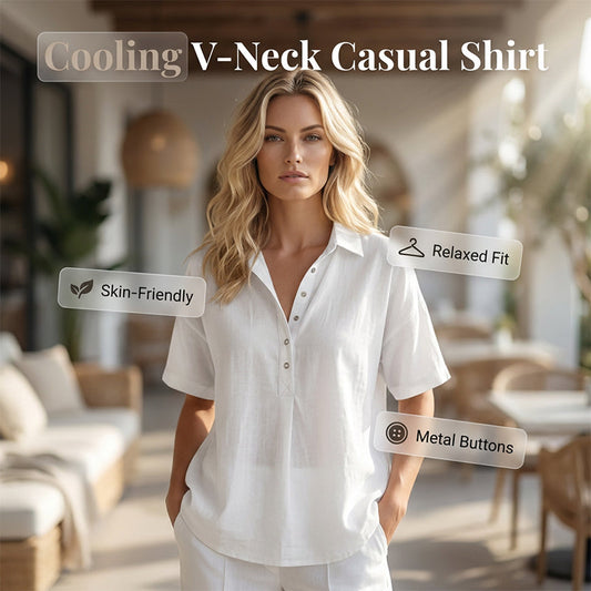 Lässiges Damen-Shirt mit kurzen Ärmeln und V-Ausschnitt