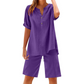 2-teiliges Outfit-Set aus Baumwolle und Leinen für Damen