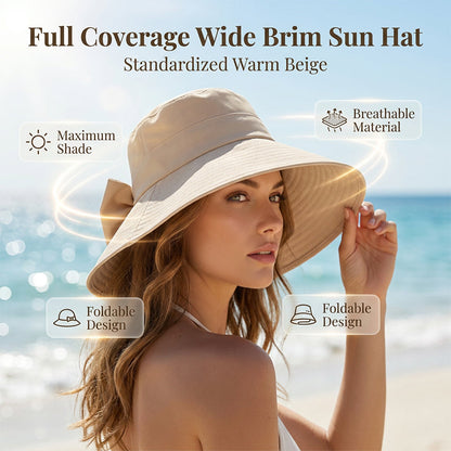 👒 Nur für kurze Zeit: 50 % Rabatt! ✨ Damen-Sonnenhut mit Schleife und breiter Krempe – faltbar, 360°-Schutz 🎀