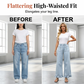 👖✨ Weite Jeans mit Volantkante und hoher Taille