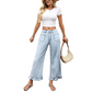 👖✨ Weite Jeans mit Volantkante und hoher Taille