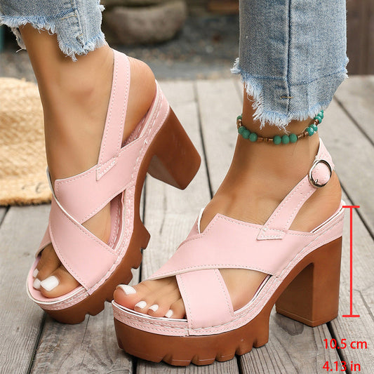Damen Plateau-Sandalen mit gekreuzten Riemen
