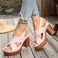 Damen Plateau-Sandalen mit gekreuzten Riemen