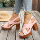 Damen Plateau-Sandalen mit gekreuzten Riemen