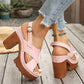 Damen Plateau-Sandalen mit gekreuzten Riemen