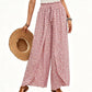 Damenhose mit geraffter Taille, weitem Bein und Schlitz