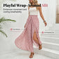 Damenhose mit geraffter Taille, weitem Bein und Schlitz
