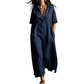 🌺Damen elegantes Baumwoll-Leinen Kurzarm-Reverskleid