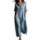 🌺Damen elegantes Baumwoll-Leinen Kurzarm-Reverskleid