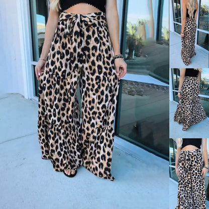 Modische Hose mit weitem Bein und Leopardenprint