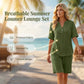 👕🩳 Lässiges Damen-Set: Einfarbiges Kurzarm-Oberteil & Shorts – bequem & luftig