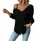 ✨ Off-Shoulder-Bluse für Damen – asymmetrisch, aus Crinkle-Stoff und mit langen Ärmeln – luftig, lässig und schick 💫