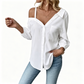 ✨ Off-Shoulder-Bluse für Damen – asymmetrisch, aus Crinkle-Stoff und mit langen Ärmeln – luftig, lässig und schick 💫