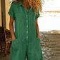 Kurzärmeliger Knopf-Jumpsuit für Damen