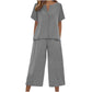 Set aus kurzärmeligem Oberteil und Hose mit weitem Bein für Damen