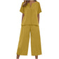 Set aus kurzärmeligem Oberteil und Hose mit weitem Bein für Damen