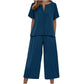 Set aus kurzärmeligem Oberteil und Hose mit weitem Bein für Damen