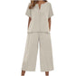 Set aus kurzärmeligem Oberteil und Hose mit weitem Bein für Damen