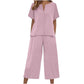 Set aus kurzärmeligem Oberteil und Hose mit weitem Bein für Damen