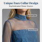 👗 Lantern Sleeve Faux Collar Denim Kleid – femininer Look mit Fake-Kragen, weiten Ärmeln & figurschmeichelndem Denim-Schnitt