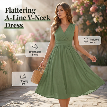 Elegantes, ärmelloses Kleid mit V-Ausschnitt für Damen