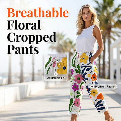 Lässige, kurze Damenhose mit Blumenmuster