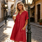 👗 Lässiges Tunika-Kleid für Damen mit V-Ausschnitt und Taschen – bequem, vielseitig & perfekt für jeden Tag