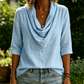 Damen-Drapierungskragen 3/4-Arm Faltenbluse