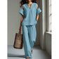 Unifarbenes Outfit aus Tunika und Hose mit lockerer Passform
