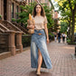 Damen Denim-Maxirock mit mehrlagiger Taille