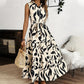 Ärmelloses Maxikleid mit Kragen und Bindegürtel