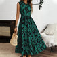 Ärmelloses Maxikleid mit Kragen und Bindegürtel