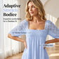 Damenkleid mit Karree-Ausschnitt und Smokdetails
