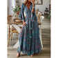 👗 Neu! Damen Boho Paisley Maxikleid | V-Ausschnitt mit Glockenärmeln, Weiches Fließendes Sommerkleid