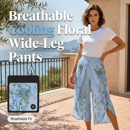 ⏳Nur für kurze Zeit: 50 % Rabatt⏰Damenhose mit Blumenmuster, hoher Taille und weitem Bein💐👖